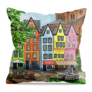 Beautiful Skylines For Cologne Lovers Cologne Cathedral Vintage Silhouette Skyline I Love Köln Throw Pillow 18x18 Multicolor 